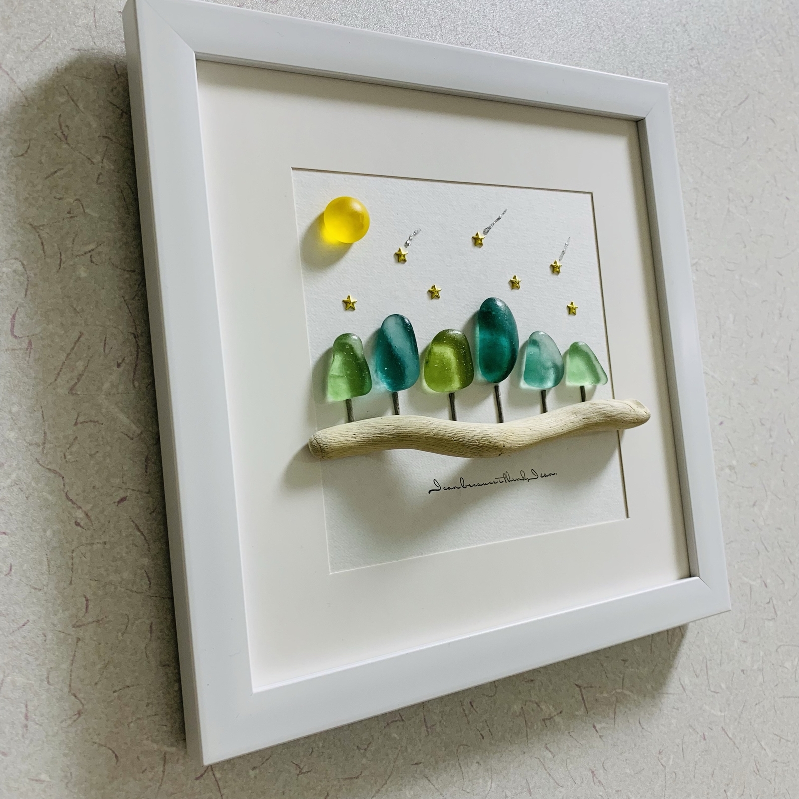 シーグラスアート 癒しの森 月 星 インテリア雑貨 壁掛け 置物 北欧