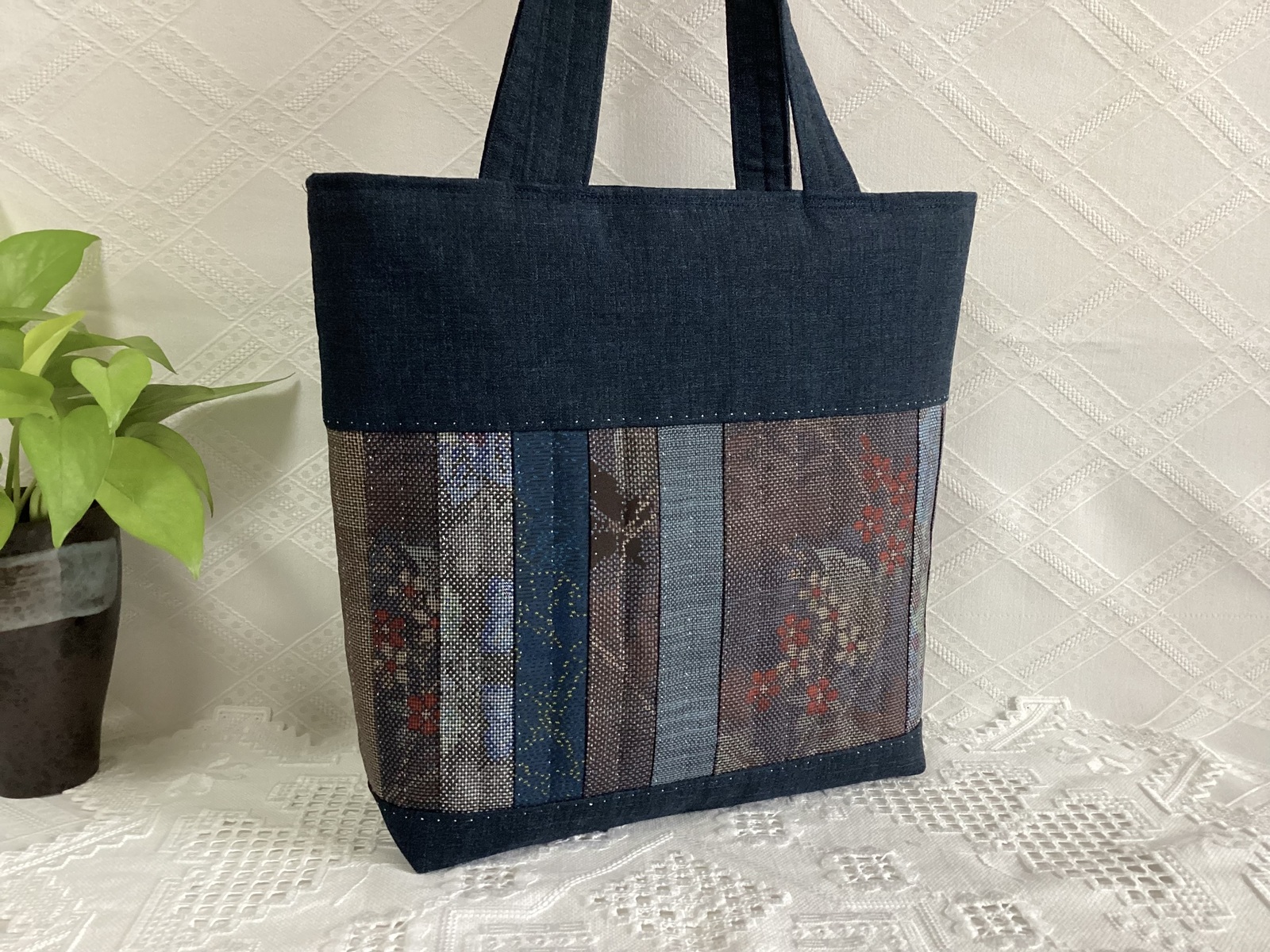 お取り置き品(値下げしました) 大島紬のパッチワークバッグ - NEKO