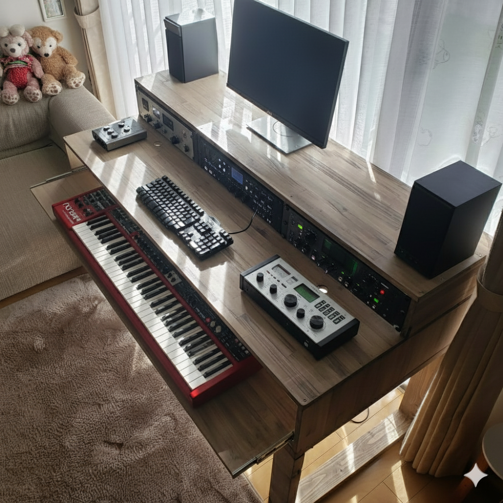 特注】DTMデスクS-140-70 キーボード シンセサイザー DAW