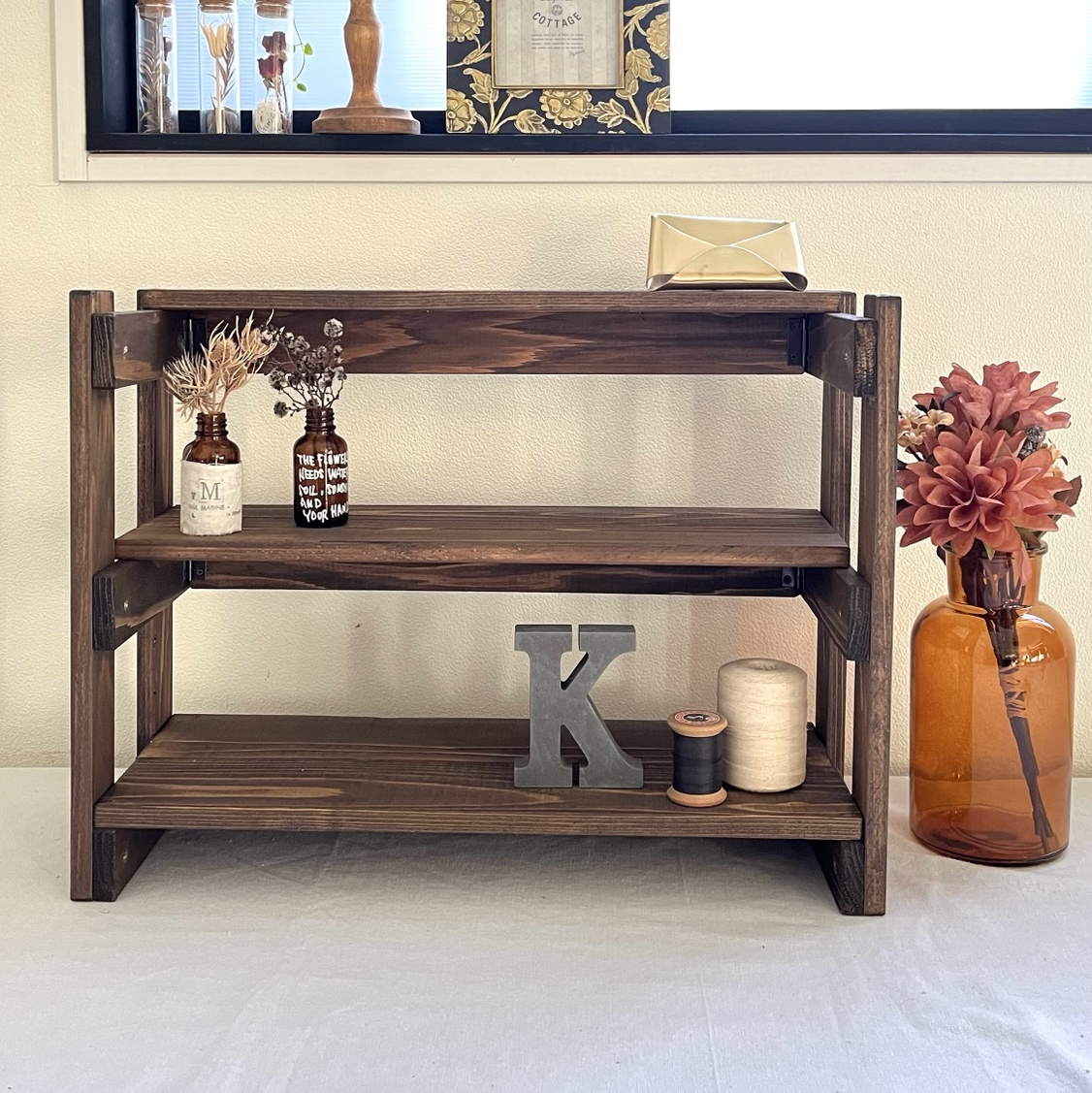 トランク型アイアンバーディスプレイボックス(ブラウン) - GRASS WOOD