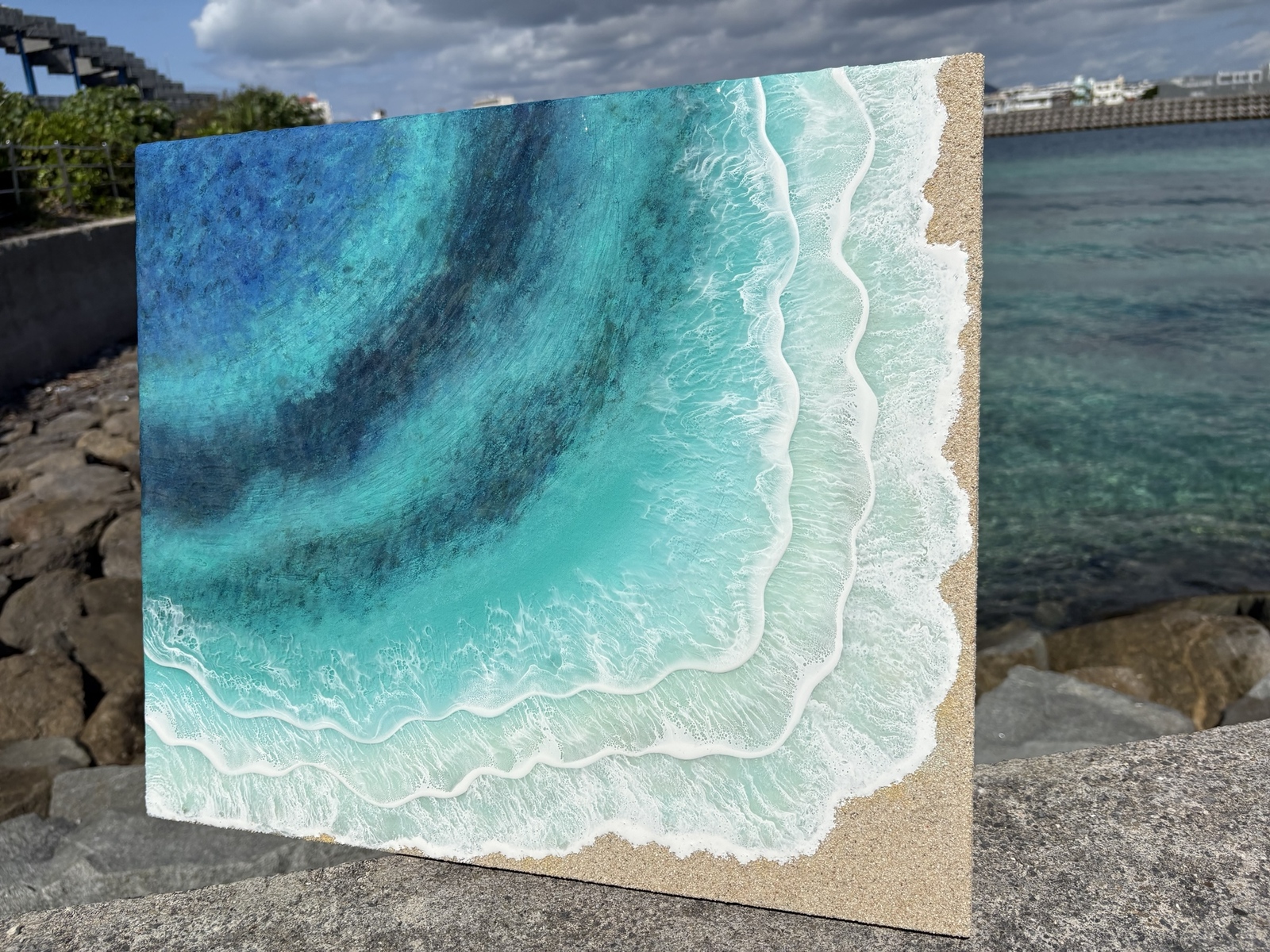 石垣島より レジンアート三連パネル 受注制作 - 石垣島レジンアート