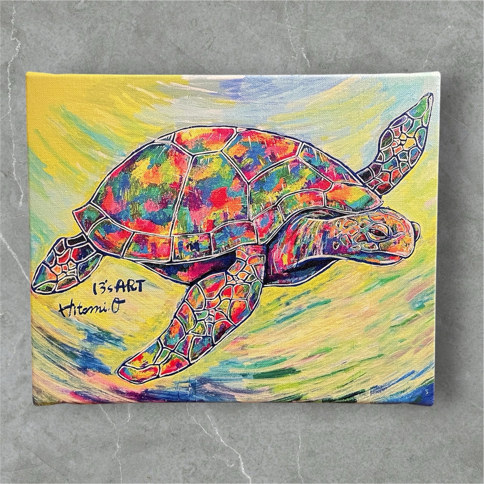 カラフルなクジラのキャンバスアート / 原画 真作 - 13's Art | minne