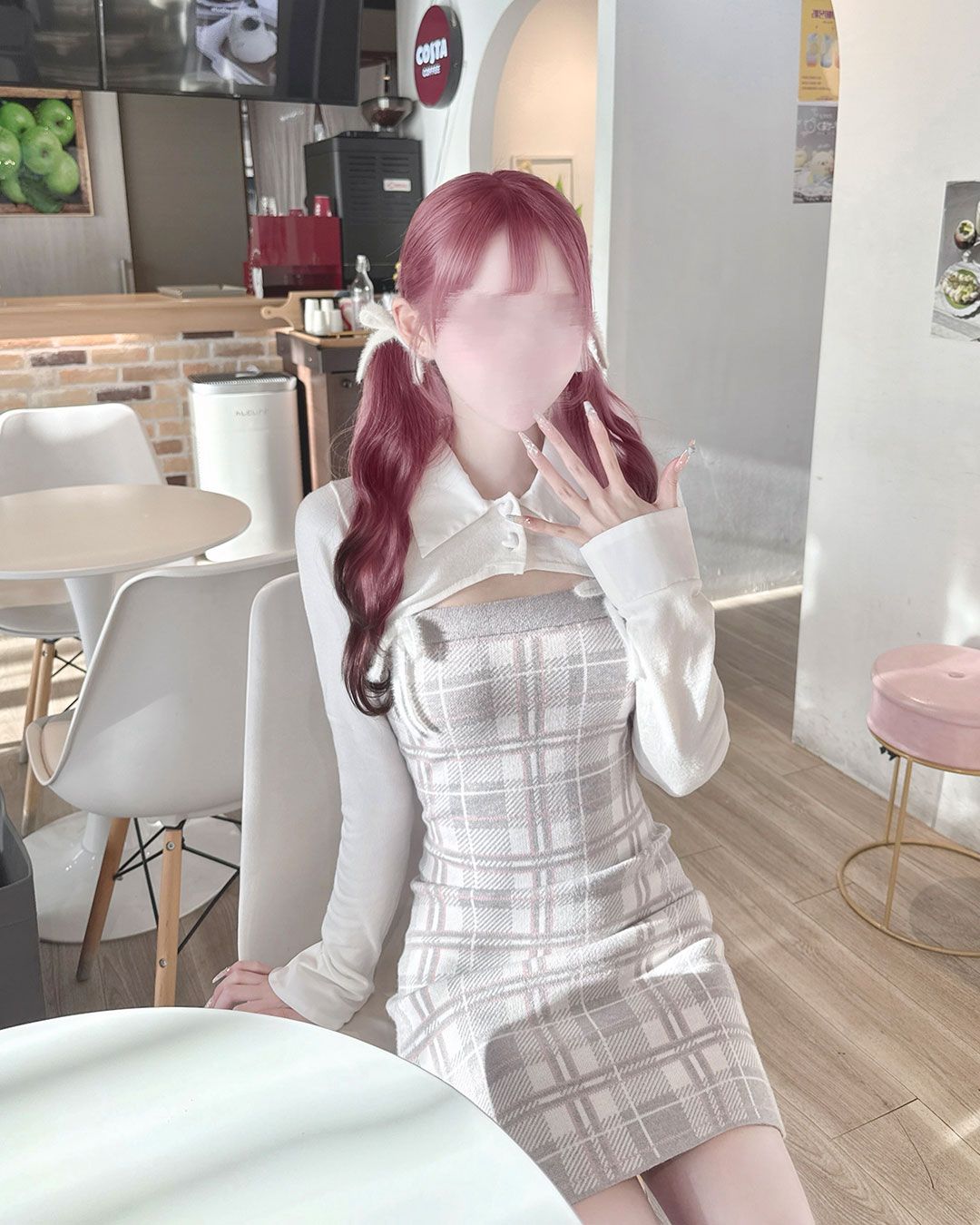 checkアンサンブルロングスリーブワンピース グレー | ファッション