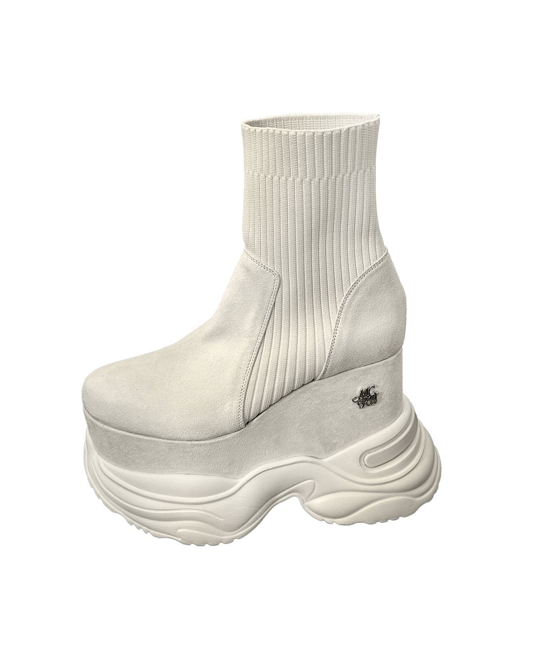 ソックスライク厚底ブーツ クリーム | ファッション通販＆メディア