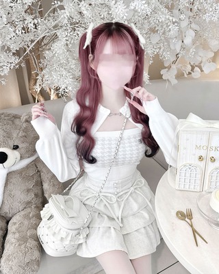 HONEYMEW ビッグリボンクロスオフショルワンピ ホワイト ハニーミュウ