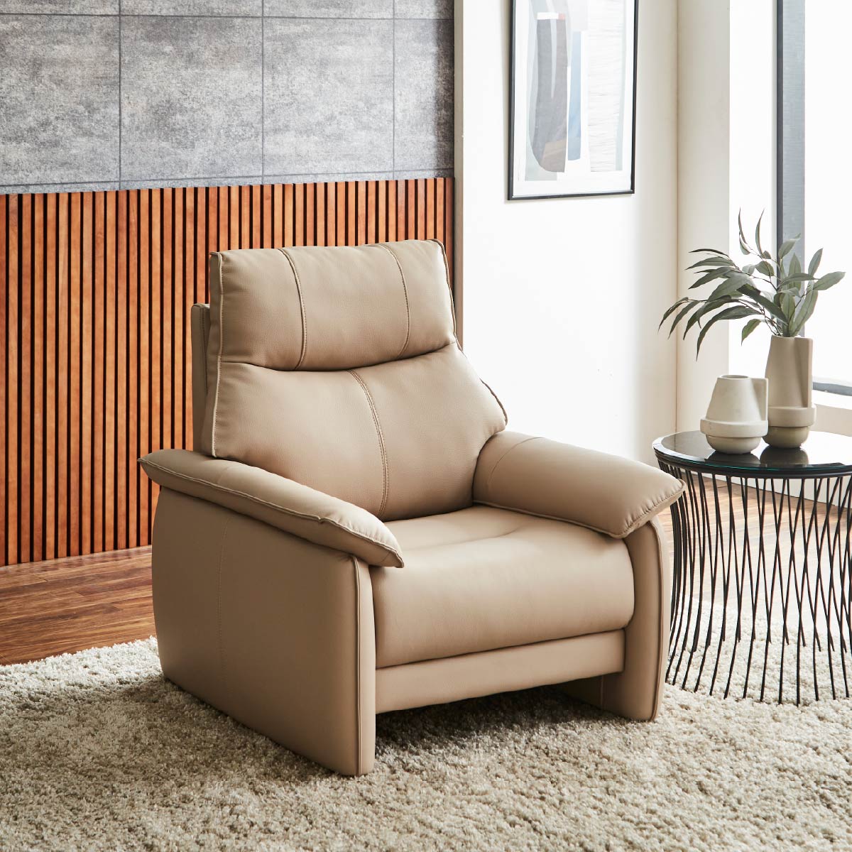 ルーシェ 1人掛けソファ 幅82cm ファインレザーテックス