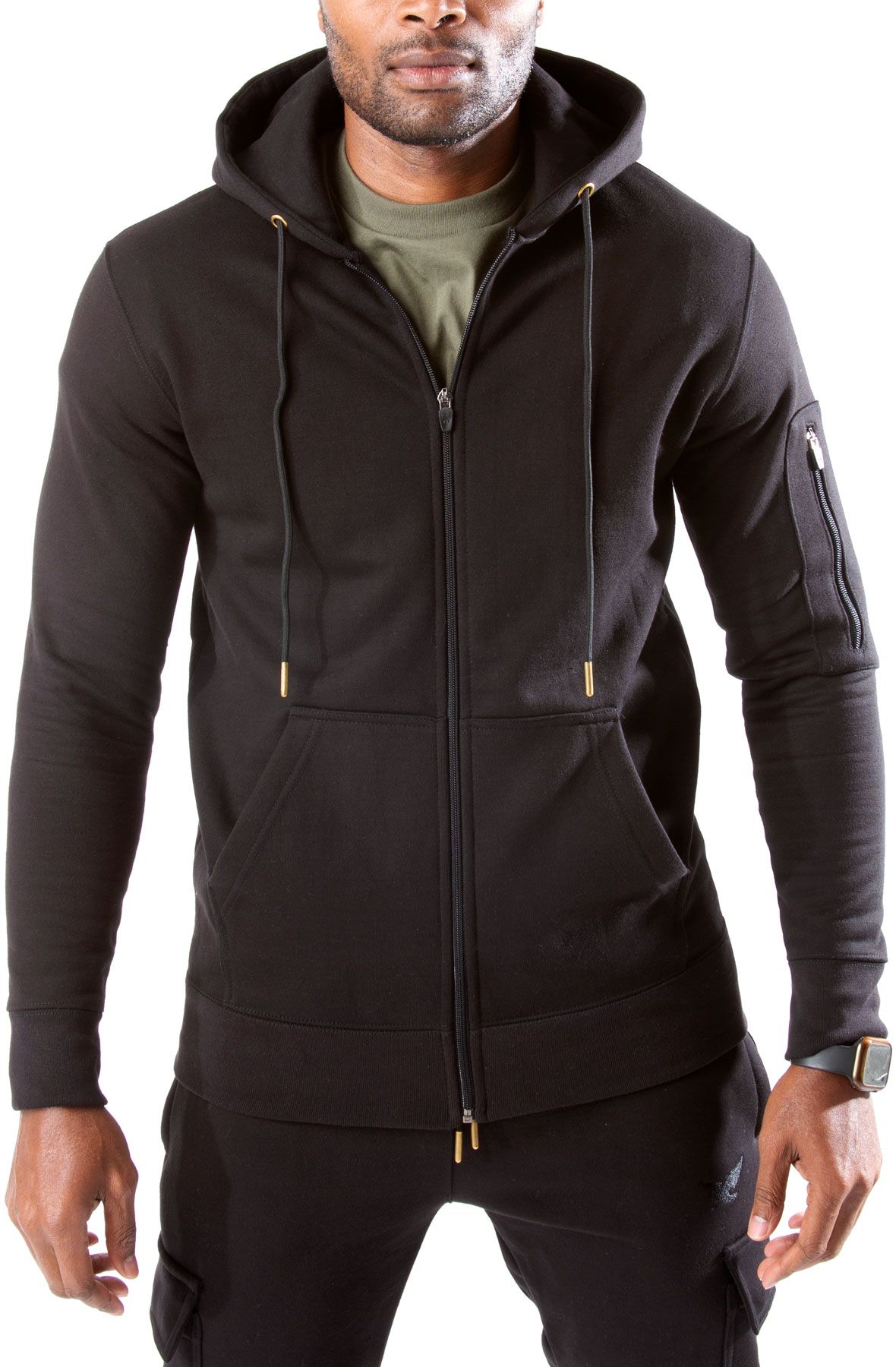 SHIEKH Full Zip Up Hoodie SHIEKH SWEATSHIRTS-BLK - Shiekh