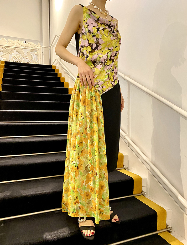 DRIES VAN NOTEN シルク ウール 総柄 パッチワーク ドレス ドリス