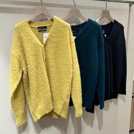 アルパカ シャギー Vネック カーディガン