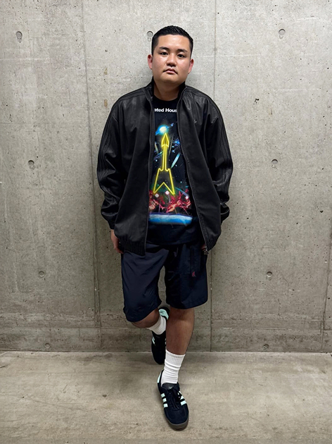 adidas PLEATHER FIREBIRD OVERSIZED TRACKTOP ユーティリティブラック