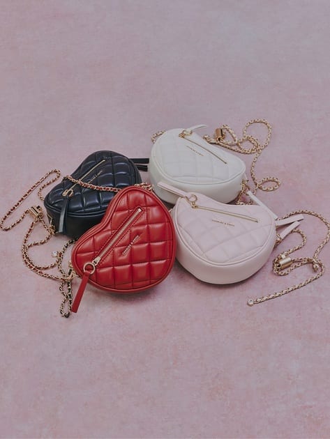 Paffuto パフート キルトハートクロスボディバッグ - ソフトピンク