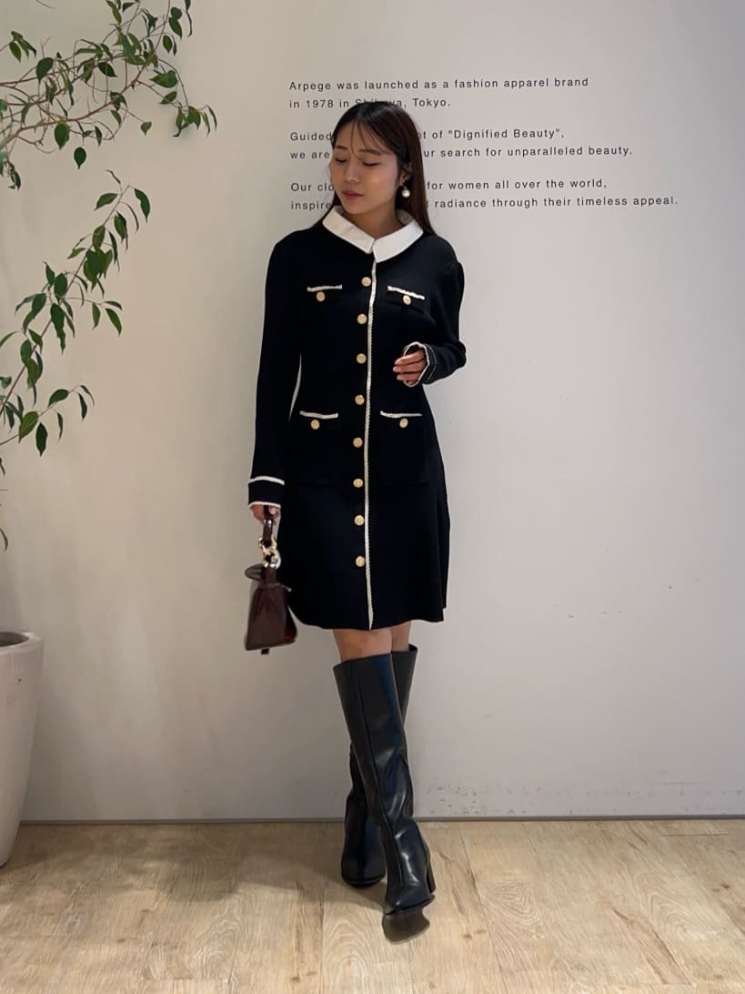 スタッフコーディネート】衿付2wayレーストリムニットワンピース