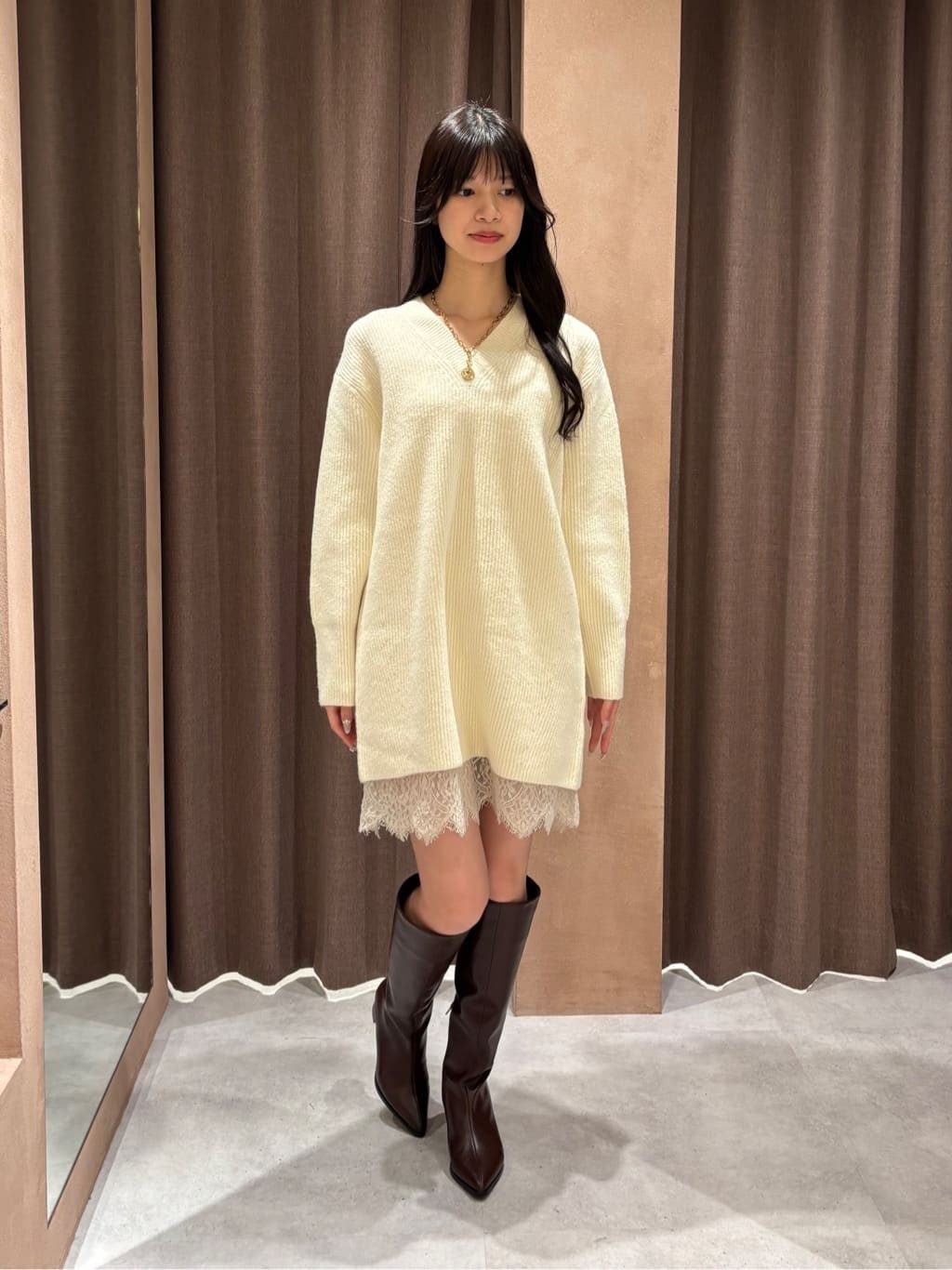 スタッフコーディネート】レースキャミワンピース×ニットワンピースSET