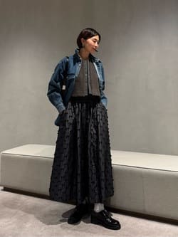 リボン カットジャガード コンビ ワンピース ‐ウォッシャブル‐