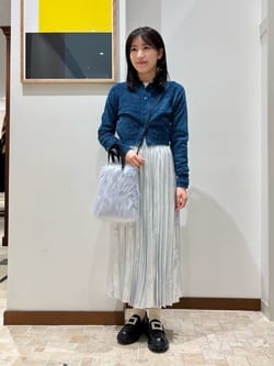 ビジューブローチ フェイクファー トートバッグ