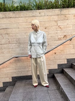 6(ROKU)＞コットンレーヨン タックパンツ