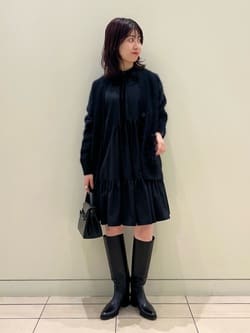 タフタ ギャザー ティアードワンピース ‐ウォッシャブル‐