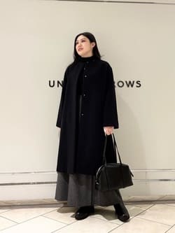 毛ナイロン ノーカラーコート