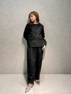 キュプラ リボンタイノーカラーブラウス