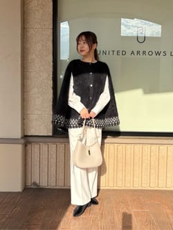 フォックス カシミヤ ジャカード ケープ