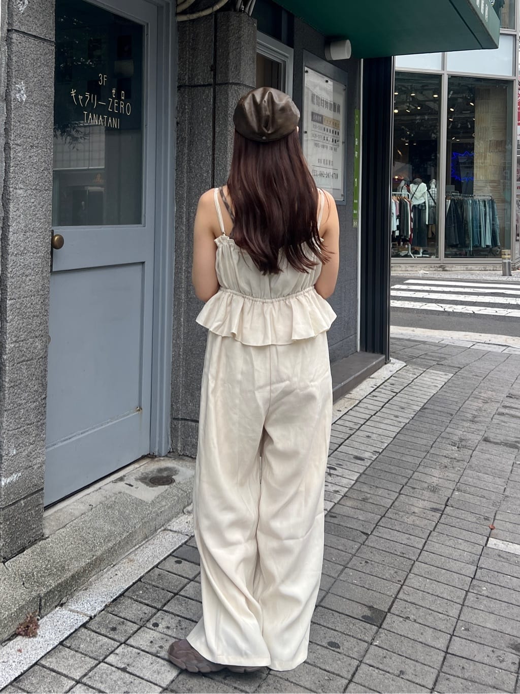 低身長サイズ/2サイズ展開/無地&チェック】ペプラムキャミサロペット