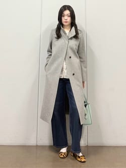 名品コート／日本製】ウール100％スタンドカラーロングコート（INDIVI