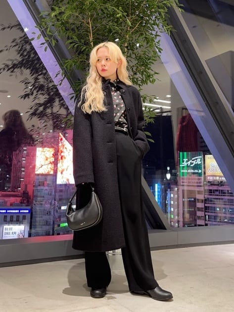 ウール ジャージー スタンドカラー コート 