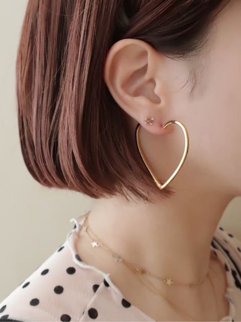 Hoop heart ピアス large / silver (片耳用)（ピアス）｜H.P.FRANCE