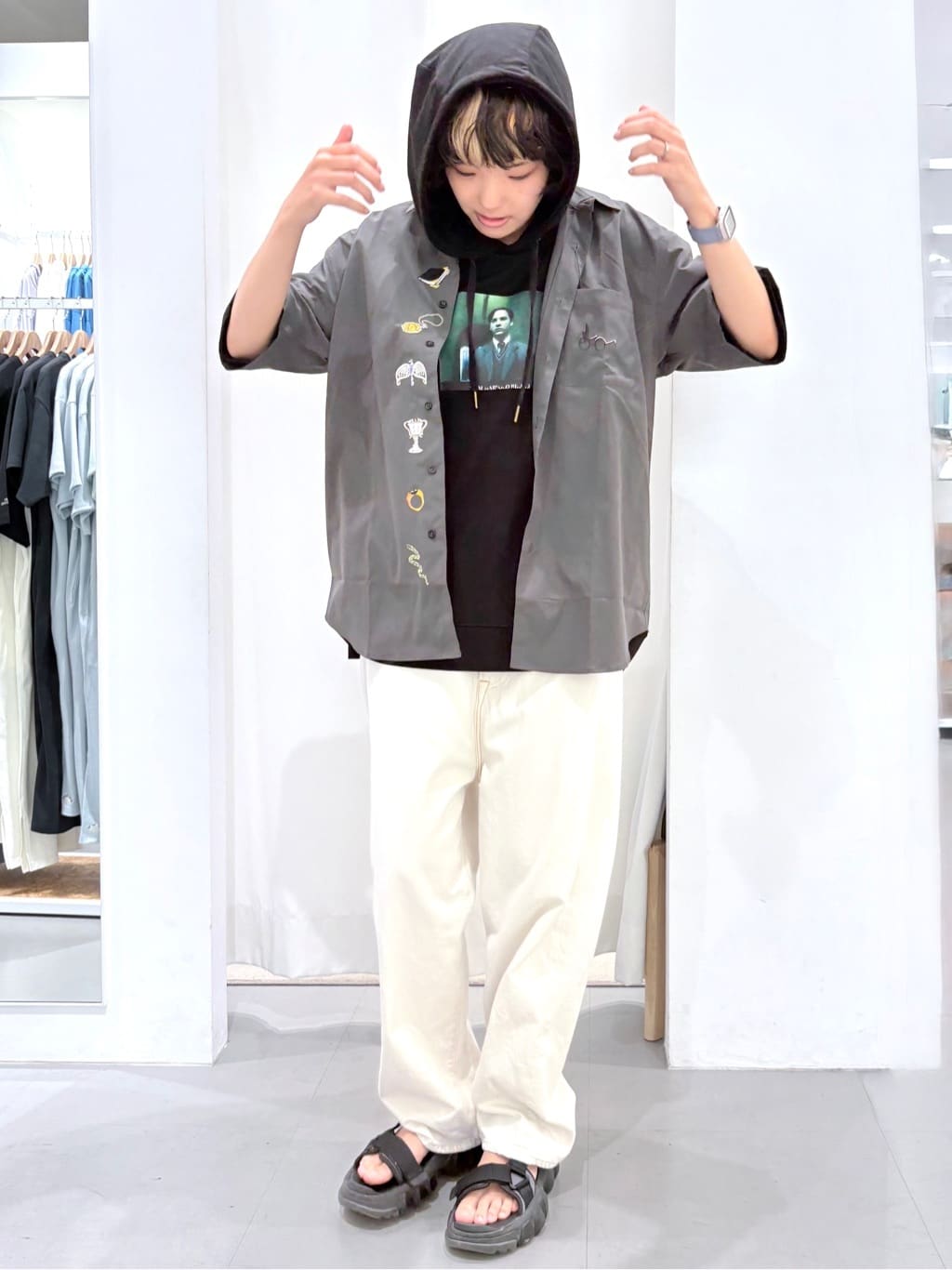 HUNTER×HUNTER ウォンテッド｜ミニ裏毛ビッグシルエット半袖パーカー