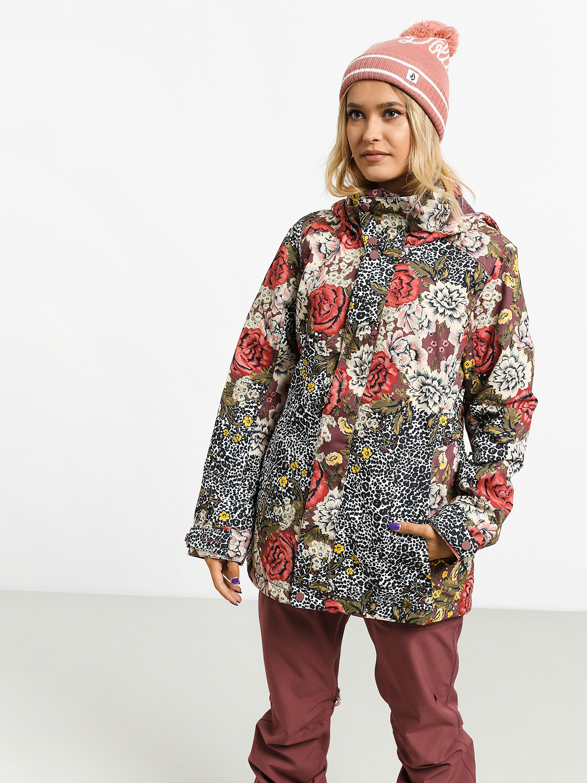 Burton Jet Set Snowboard jacket Wmn - burgundy (cheetah floral)