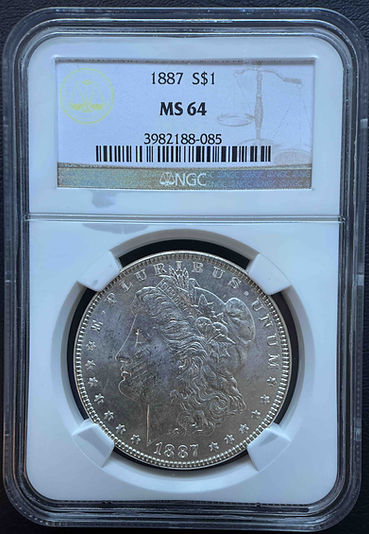 1887年 アメリカ モルガンダラー $1 MS64 NGC認定コイン（モルガン銀貨