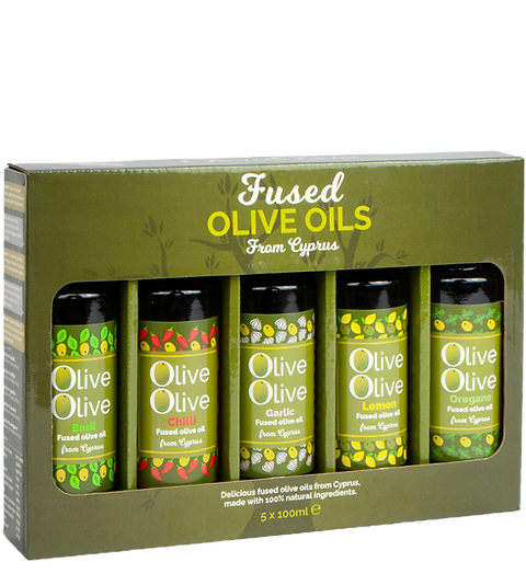 OliveOlive 5 x 100ml Olive Oil Gift Pack - Basil, Chilli, Garlic