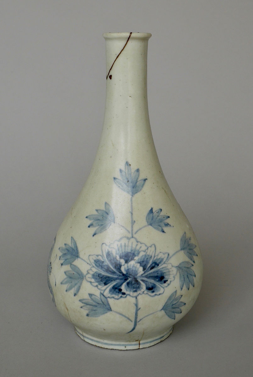 古染付 李朝 古玩 鳥の図 中皿 1客 李朝 白磁 染付 古染 鳥の図 青華