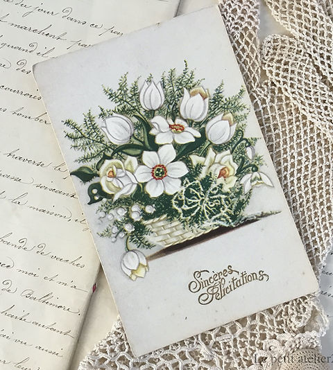 3枚セット) フランス アンティーク ポストカード 花 (Lot 13) | Le