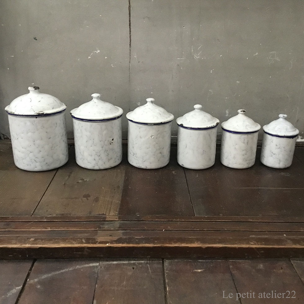 フランスアンティークホーローアールヌーボー可憐な花柄キャニスター5