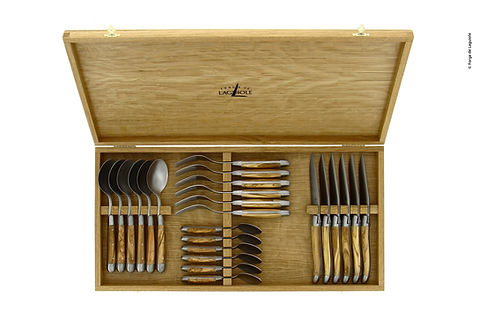 ラギオール LAGUILE カトラリー 24本セット 木箱付 3色✖️各2本✖️