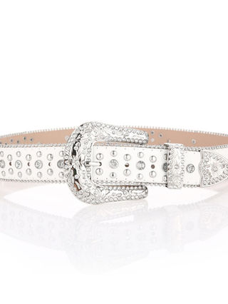 White Rhinestone Cowboy Belt | Selonid｜セロニッド