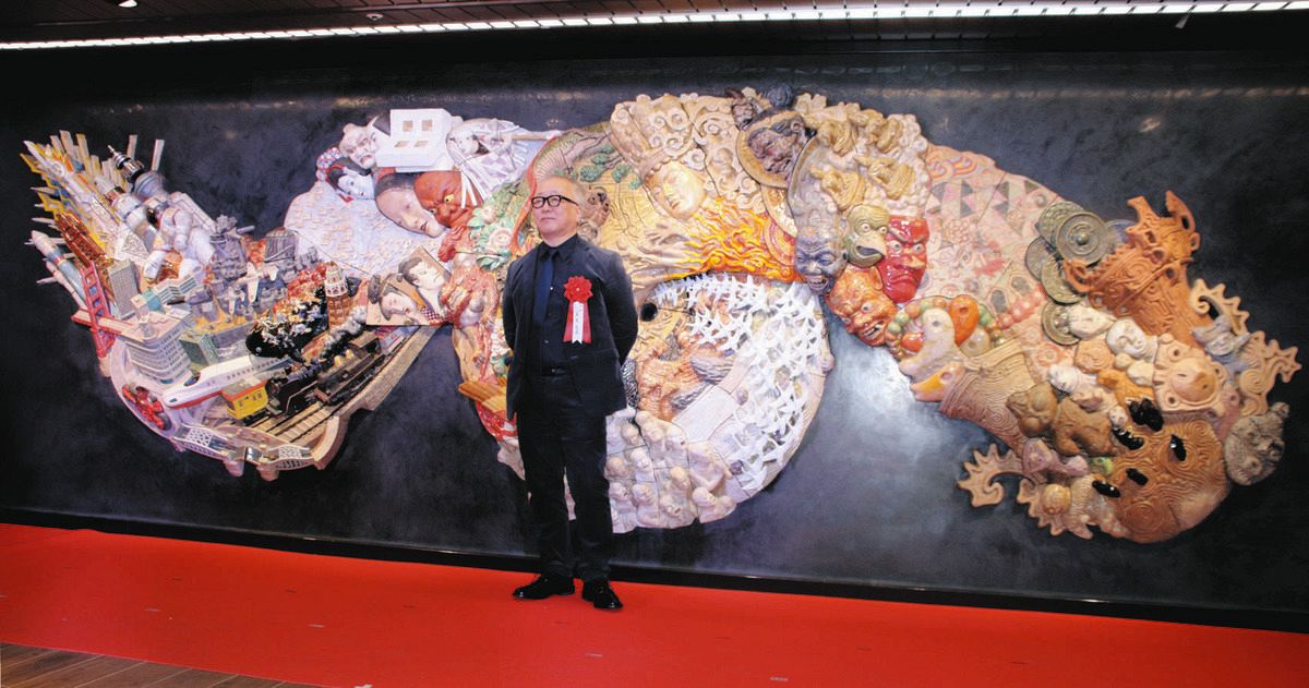 AKIRA」大友克洋さん原画の大型陶板レリーフが銀座駅に完成 太古から