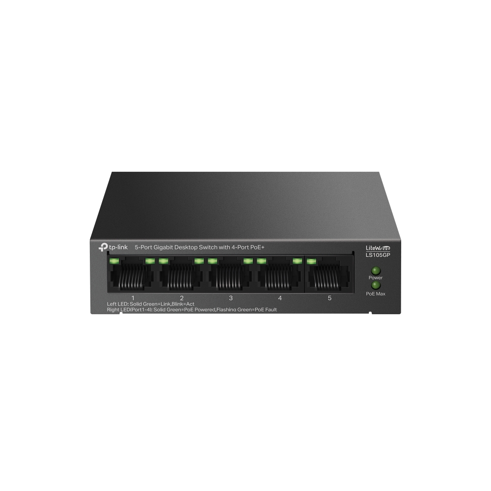 LS105GP | 5-Port Gigabit Desktop Switch with 4-Port PoE+ | TP-Link