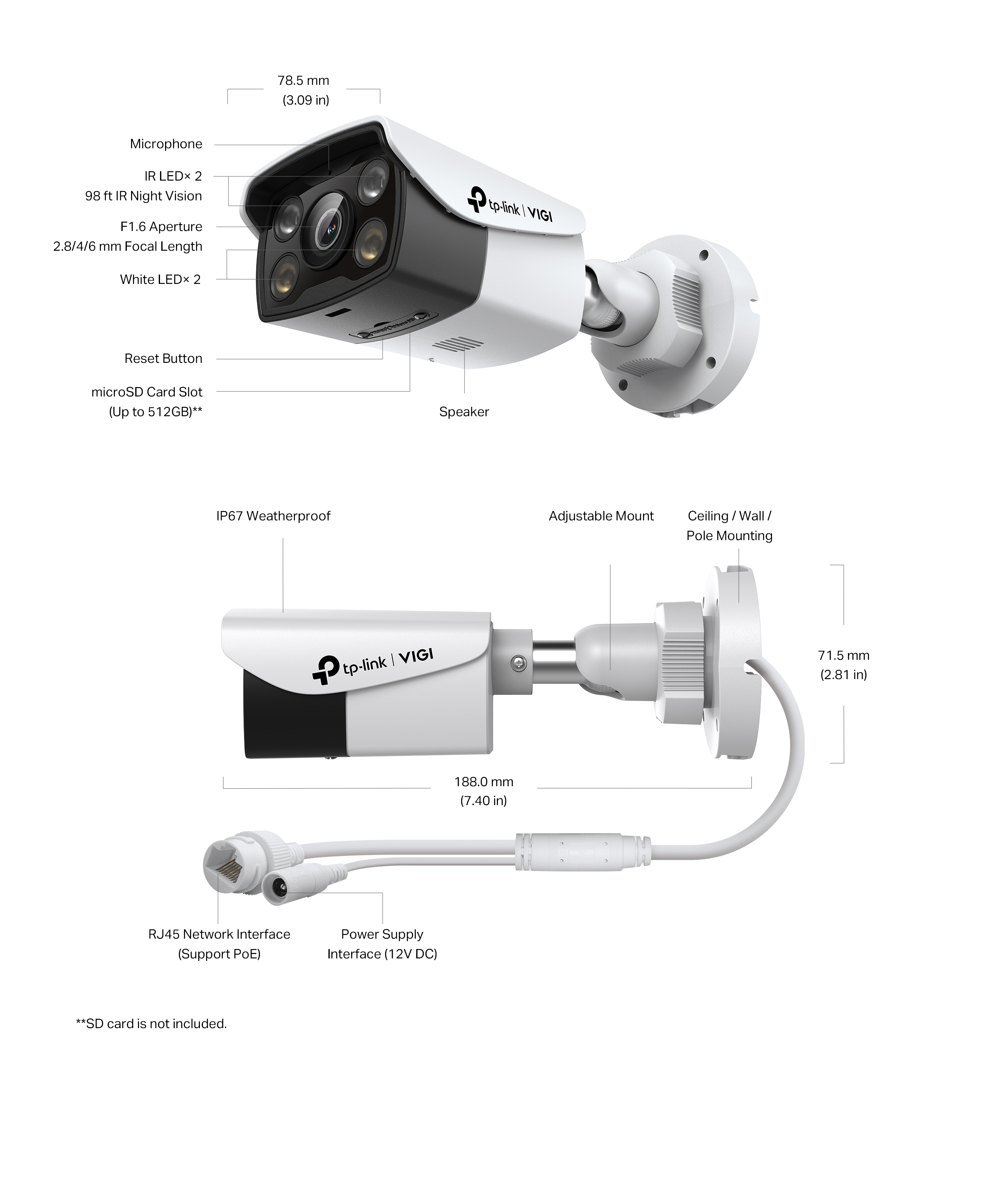 VIGI C340 | VIGI 4MP 屋外用フルカラー バレット型ネットワークカメラ