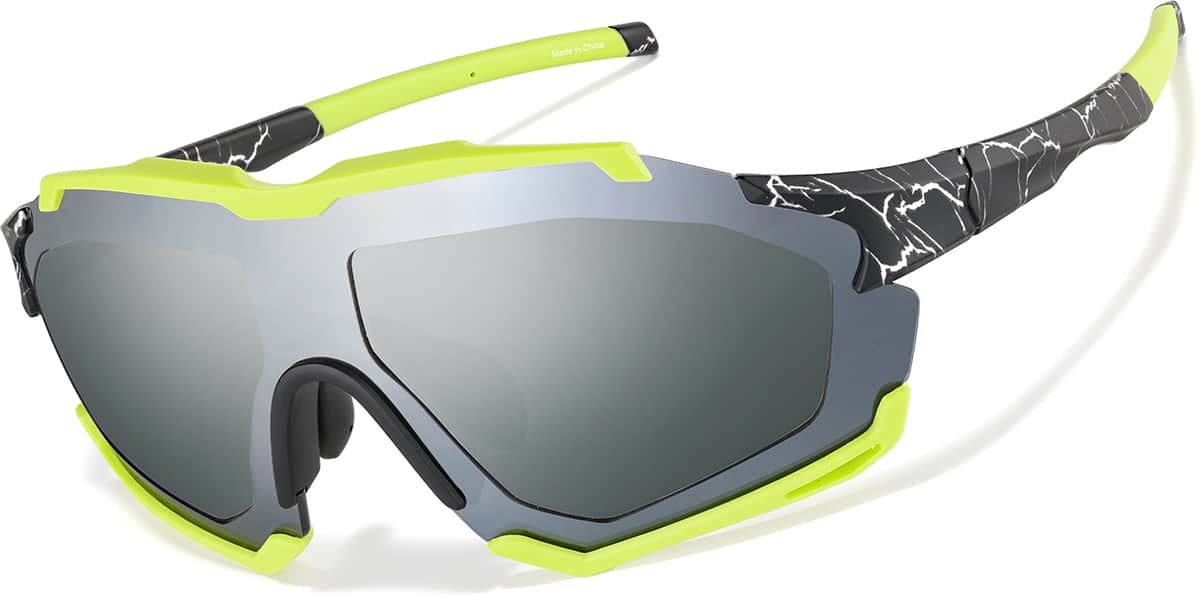 Gray and Blue Zunnies - Wrap-Around Visor Sunglasses #1010412