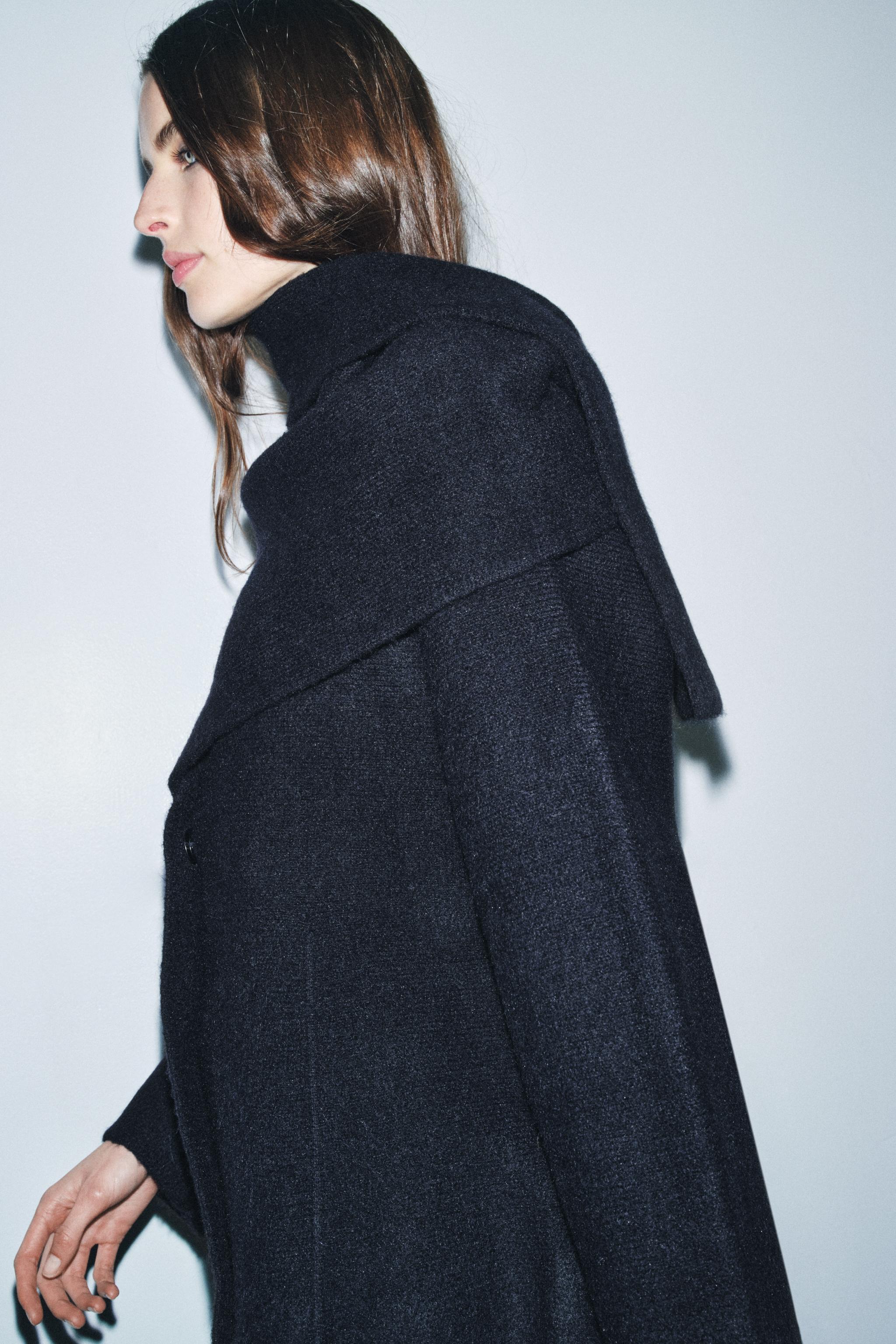 ショートニットコート スカーフ付き - ネイビーブルー | ZARA Japan / 日本