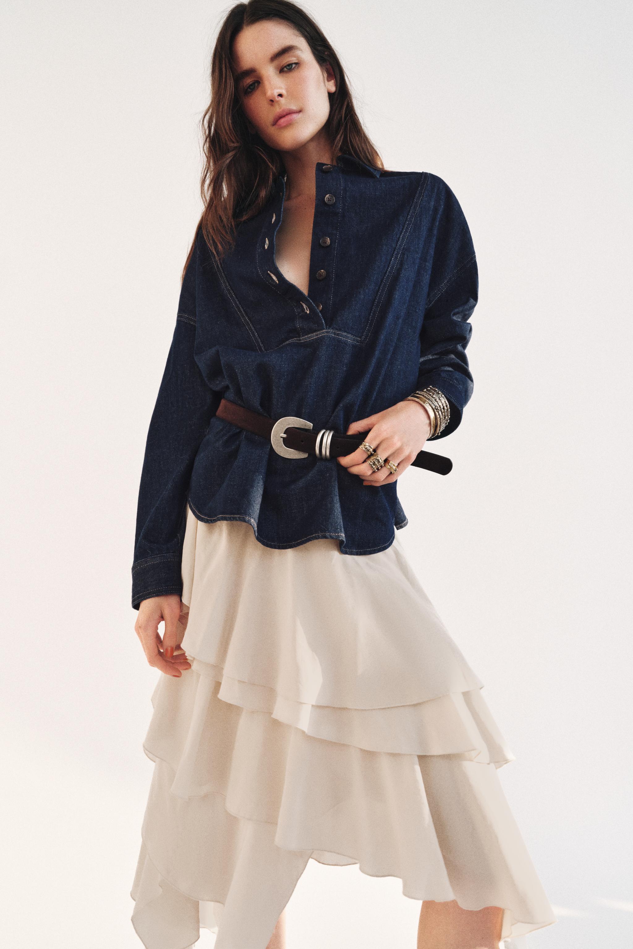 ZW COLLECTION DENIM SHIRT - Blue | ZARA United States