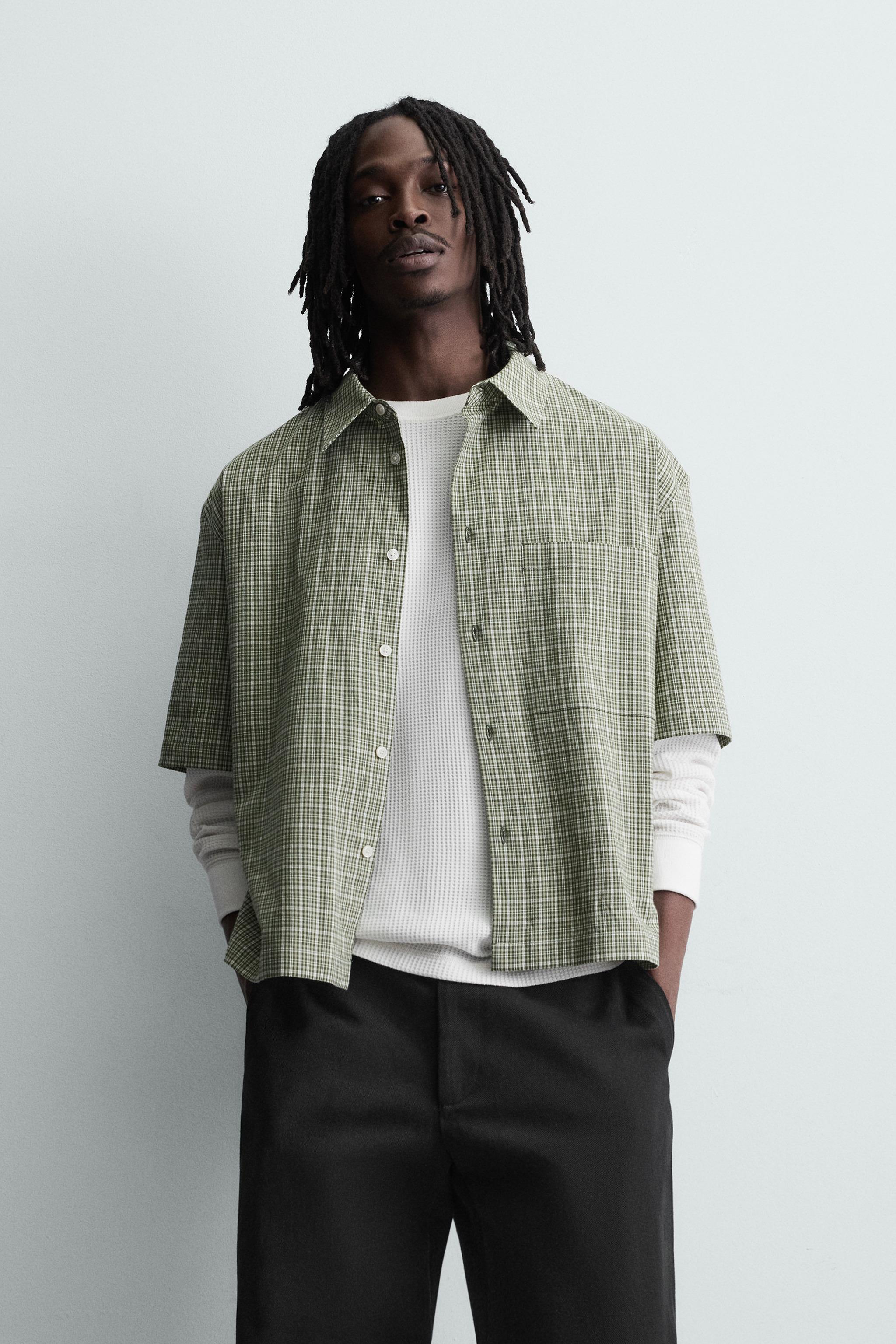 PLAID BOXY FIT SHIRT - Green | ZARA United States