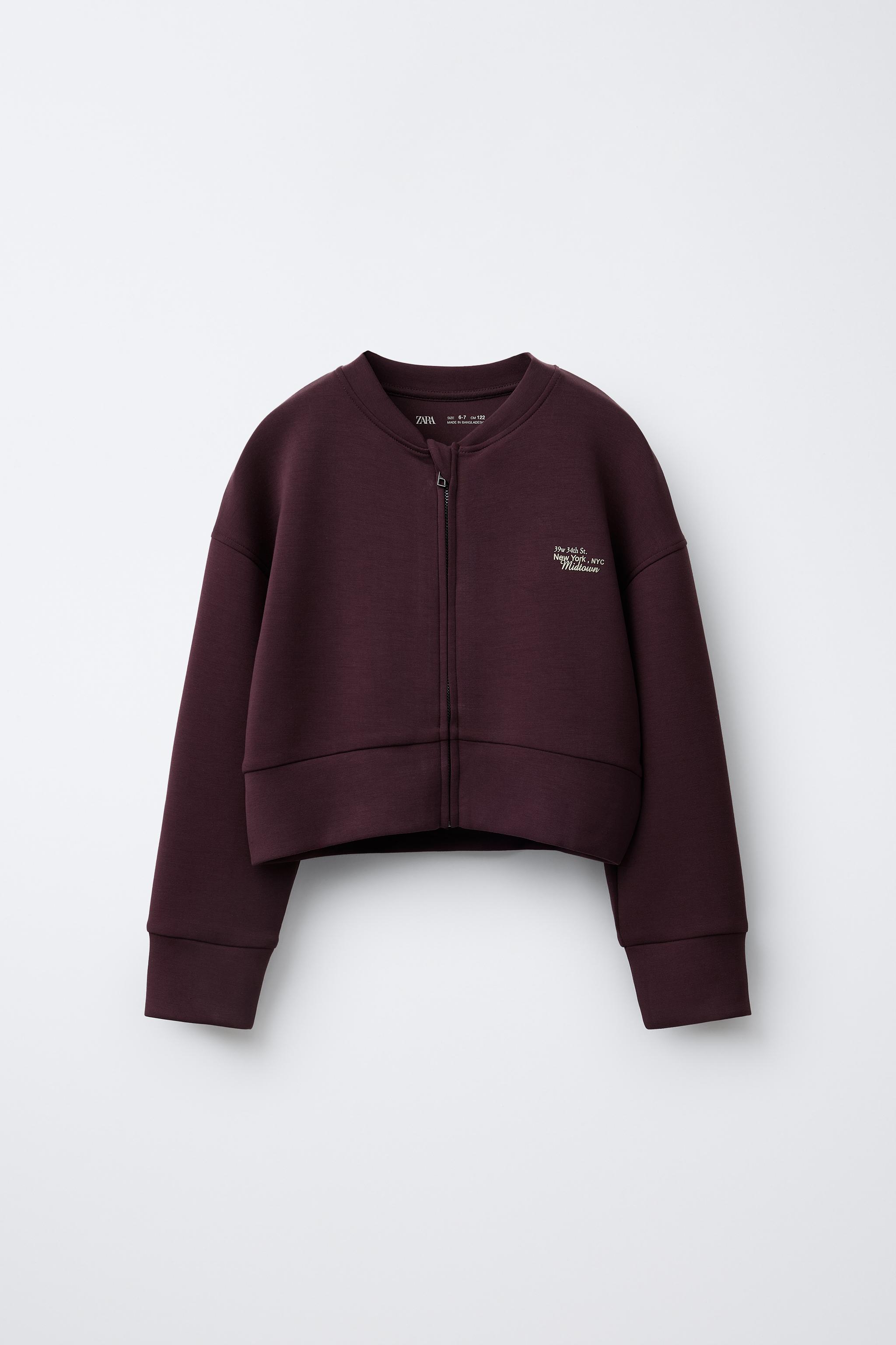 BOMBER JACKET WITH MODAL EMBOSSED TEXT - Plum | ZARA United States