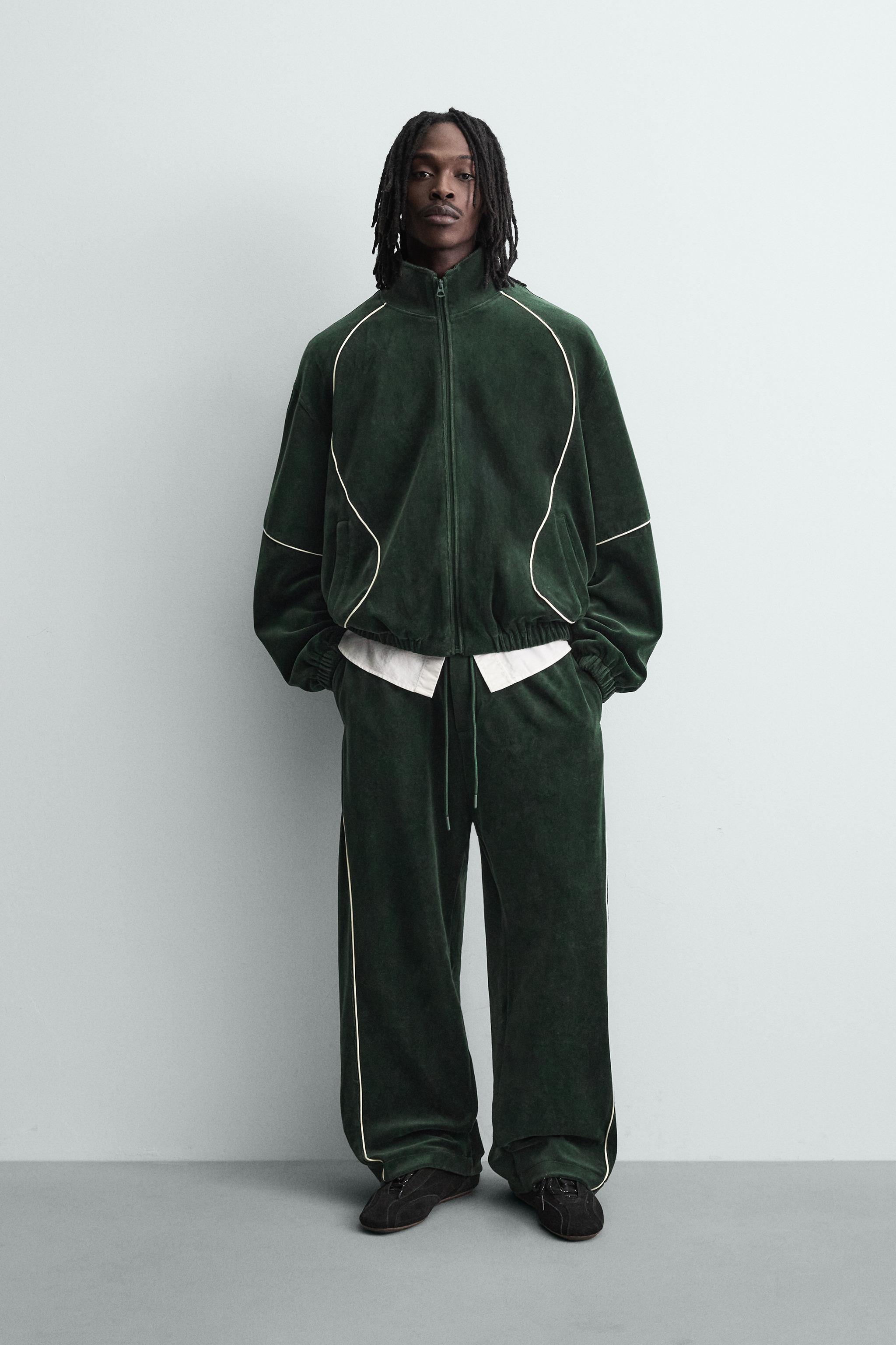VELOUR PIPING JACKET - Green | ZARA United States