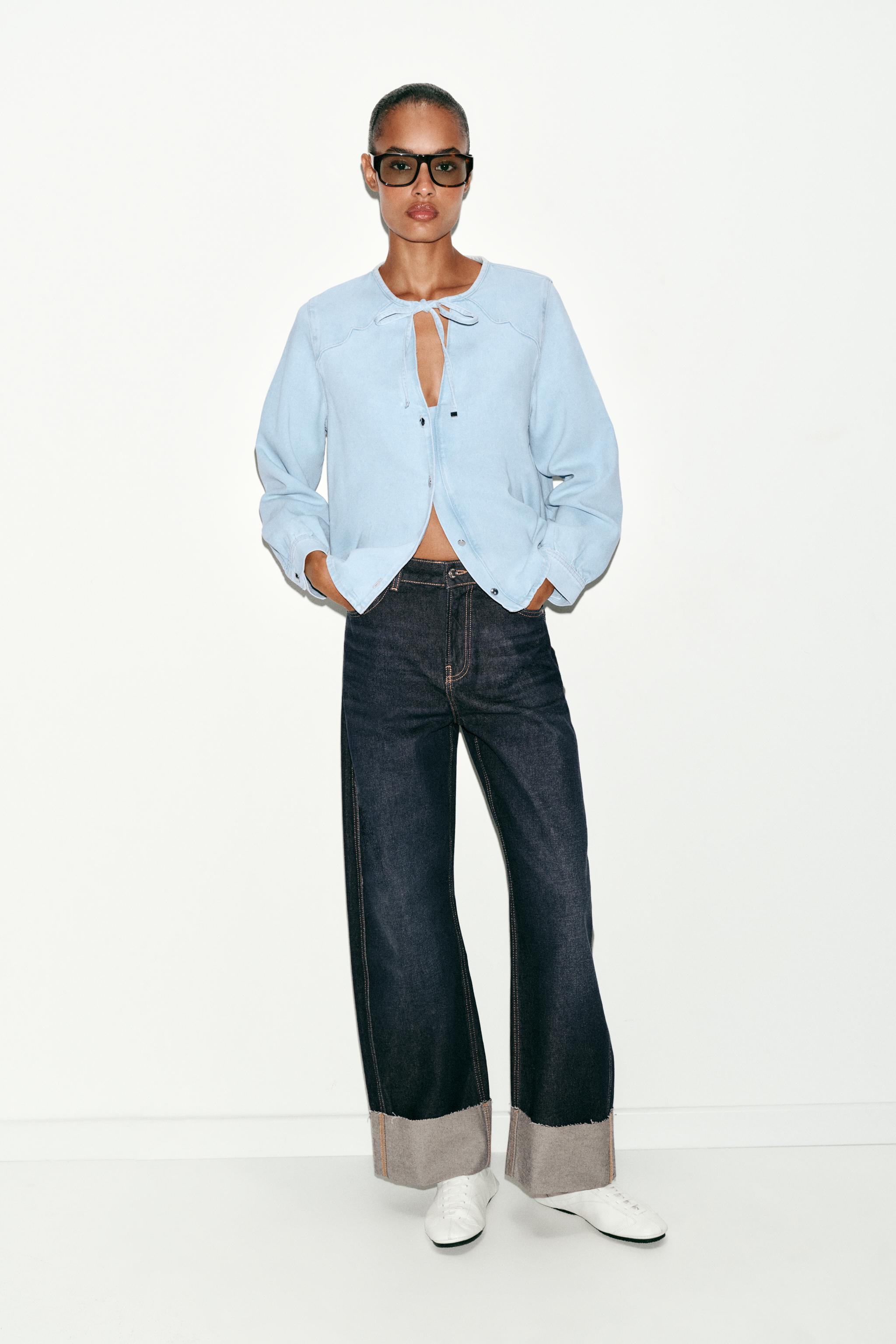 Z1975 TIED DENIM SHIRT - Light blue | ZARA United States