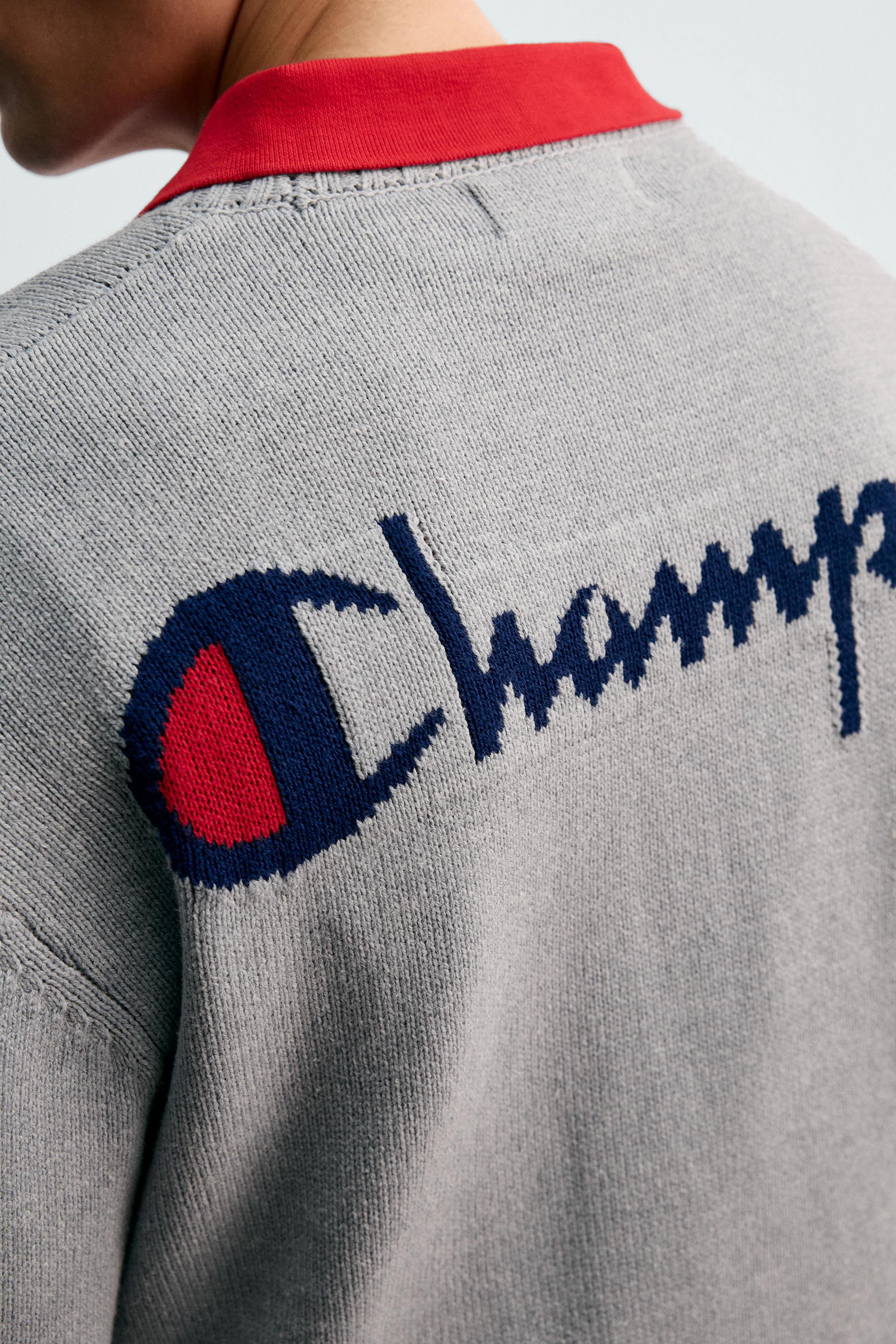 CHAMPION® X ZARA STRIPED PATCH SWEATER - Gray | ZARA United States