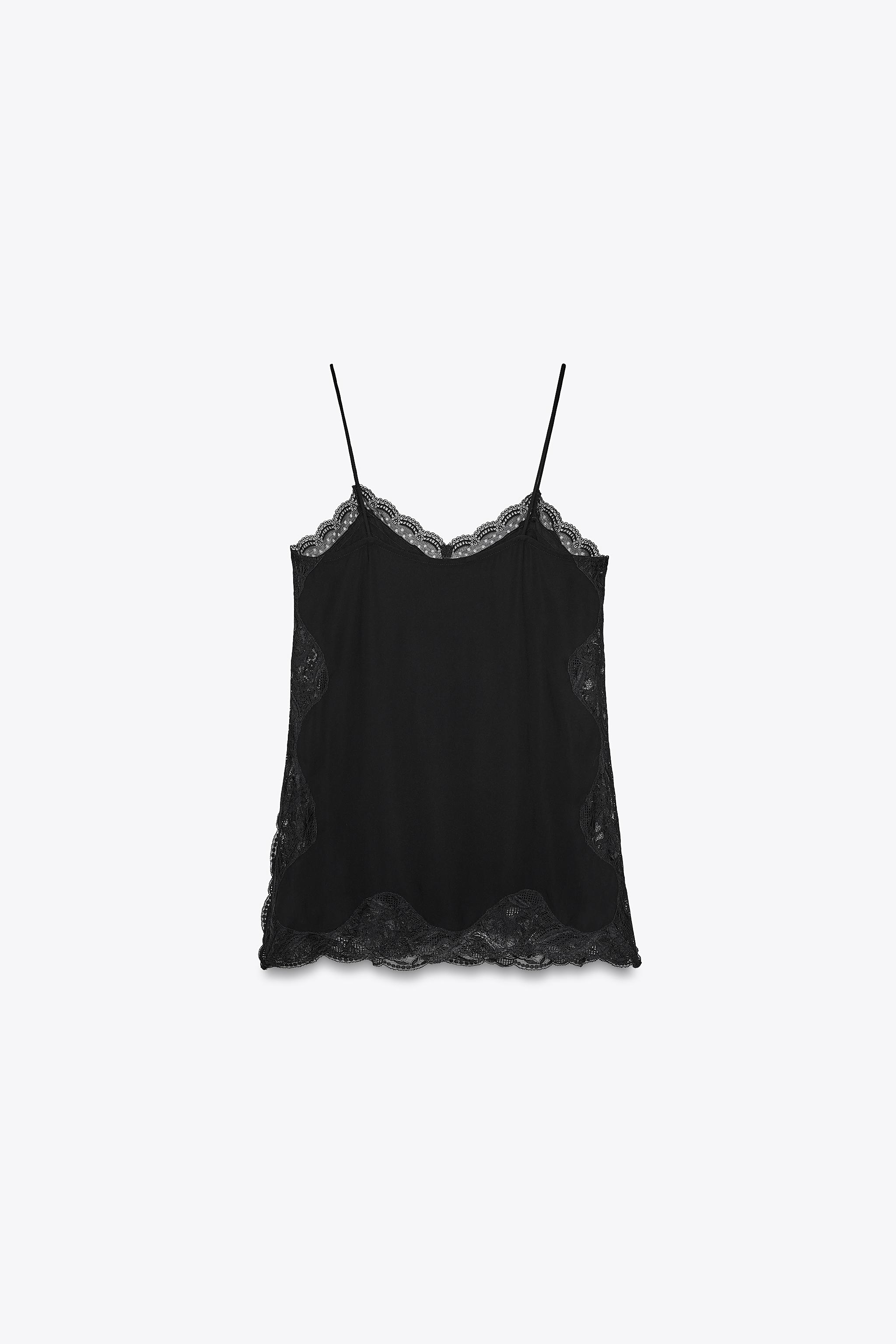 ZW COLLECTION LACE CAMISOLE TOP - Black | ZARA United States