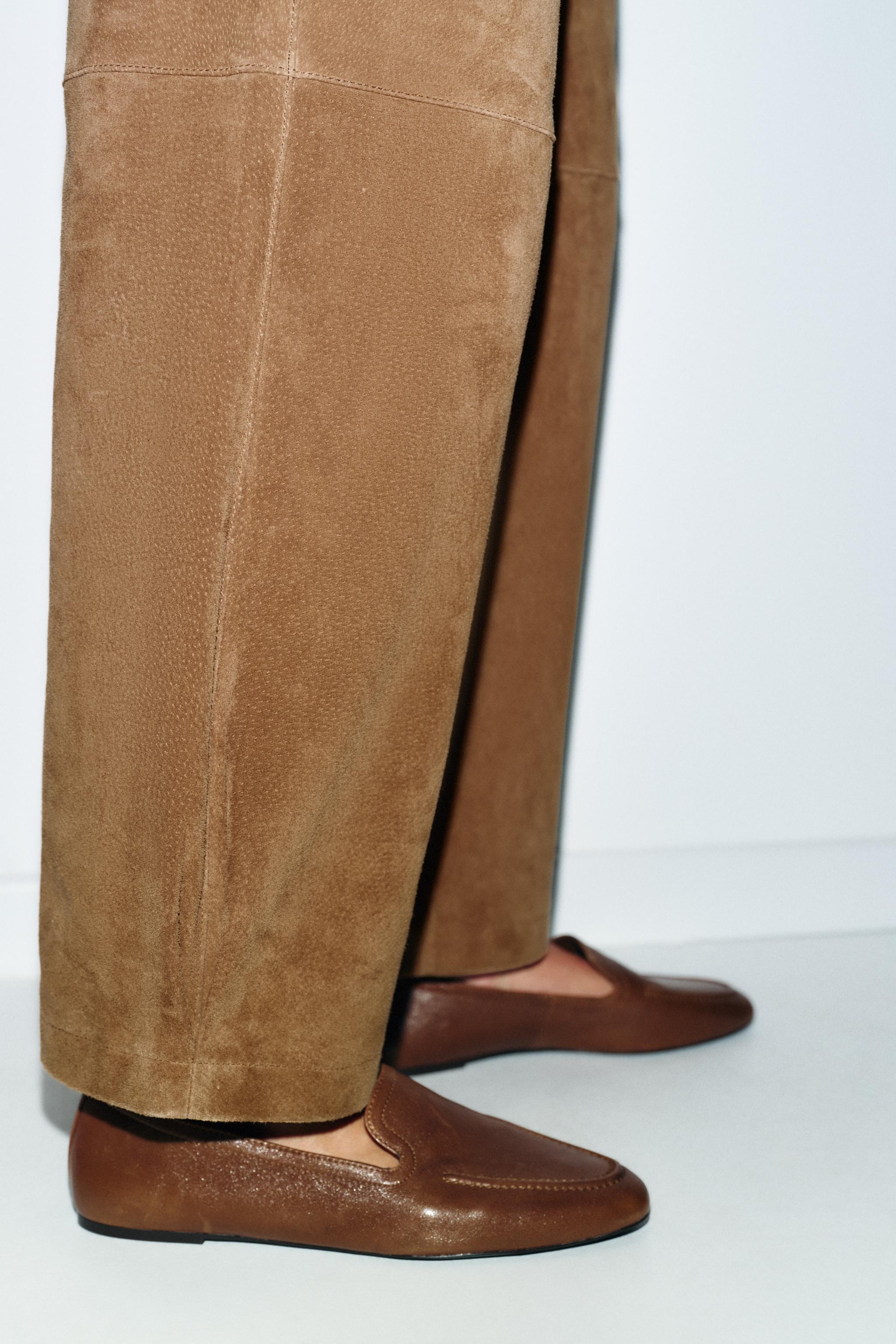 LEREN MOCASSINS MET VERLENGDE TONG - Bruin | ZARA Nederland / The